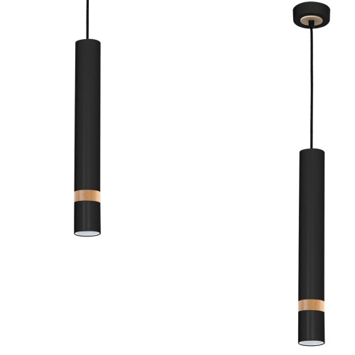 Lampa sufitowa wisząca natynkowa JOKER BLACK/WOOD 1xGU10 MLP6305 Milagro 1x GU10 50-90cm Spot oprawa oświetleniowa nowoczesna Industrialna Loft nawierzchniowa metal zwis czarny czarna drewno czarno drewniana Inspiracje Premium