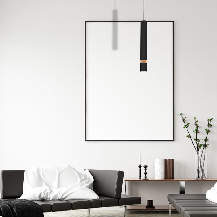 Lampa sufitowa wisząca natynkowa JOKER BLACK/WOOD 1xGU10 MLP6305 Milagro 1x GU10 50-90cm Spot oprawa oświetleniowa nowoczesna Industrialna Loft nawierzchniowa metal zwis czarny czarna drewno czarno drewniana Inspiracje Premium