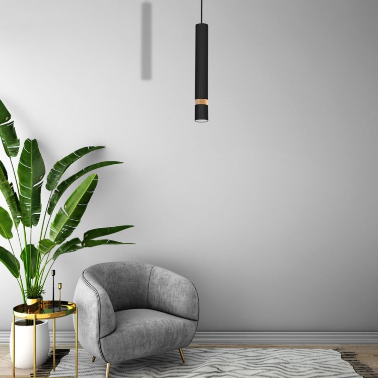 Lampa sufitowa wisząca natynkowa JOKER BLACK/WOOD 1xGU10 MLP6305 Milagro 1x GU10 50-90cm Spot oprawa oświetleniowa nowoczesna Industrialna Loft nawierzchniowa metal zwis czarny czarna drewno czarno drewniana Inspiracje Premium