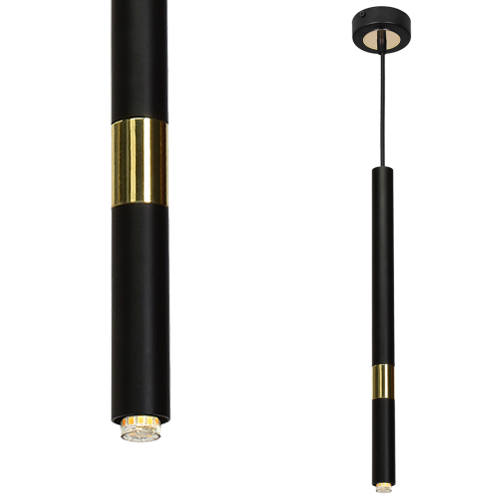 Lampa sufitowa wisząca żyrandol punktowa Industrialna MONZA BLACK/GOLD 1xG9 8W MLP6333 1x G9 Loft nowoczesna oprawa oświetleniowa tuba zwis czarny czarna złoty czarno złota Inspiracje Premium
