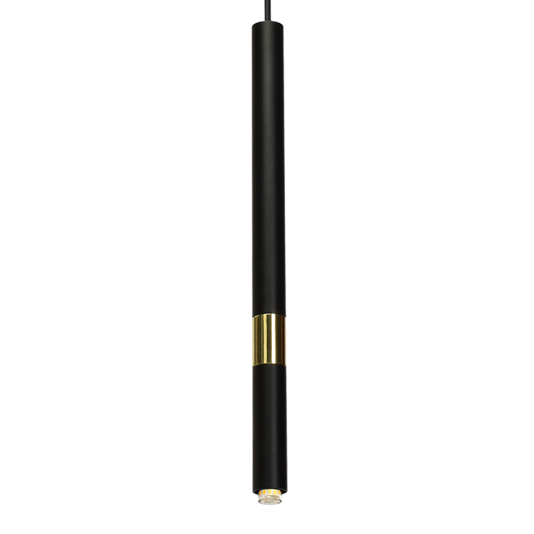 Lampa sufitowa wisząca żyrandol punktowa Industrialna MONZA BLACK/GOLD 1xG9 8W MLP6333 1x G9 Loft nowoczesna oprawa oświetleniowa tuba zwis czarny czarna złoty czarno złota Inspiracje Premium