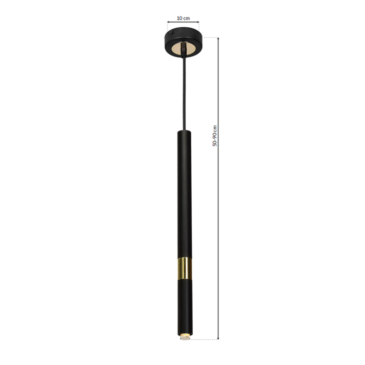 Lampa sufitowa wisząca żyrandol punktowa Industrialna MONZA BLACK/GOLD 1xG9 8W MLP6333 1x G9 Loft nowoczesna oprawa oświetleniowa tuba zwis czarny czarna złoty czarno złota Inspiracje Premium
