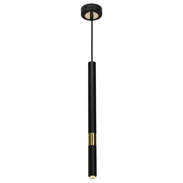 Lampa sufitowa wisząca żyrandol punktowa Industrialna MONZA BLACK/GOLD 1xG9 8W MLP6333 1x G9 Loft nowoczesna oprawa oświetleniowa tuba zwis czarny czarna złoty czarno złota Inspiracje Premium