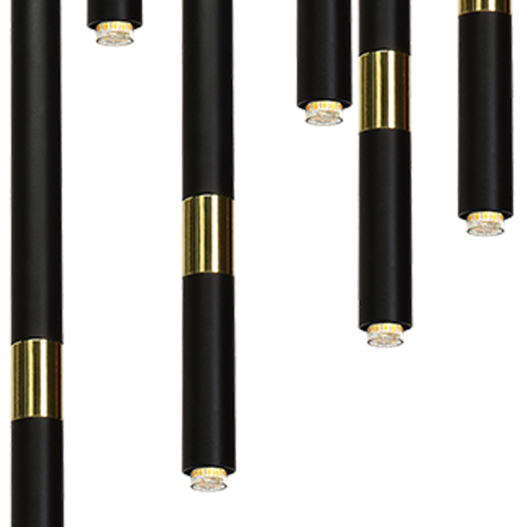 Lampa sufitowa wisząca żyrandol punktowa Industrialna MONZA BLACK/GOLD 7xG9 8W MLP6385 7x G9 Loft nowoczesna oprawa oświetleniowa tuba zwis czarny czarna złoty czarno złota Inspiracje Premium