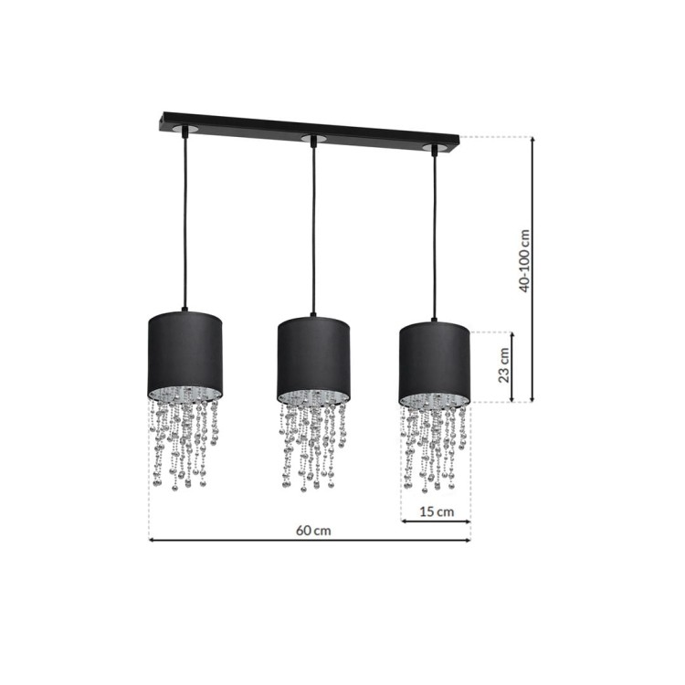 Lampa wisząca ALMERIA BLACK/CHROME 3xE27 MLP64300 Milagro