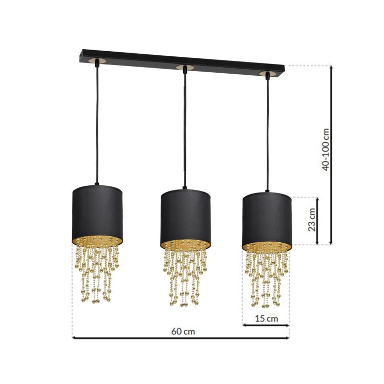 Lampa wisząca ALMERIA BLACK/GOLD 3xE27 MLP64400 Milagro