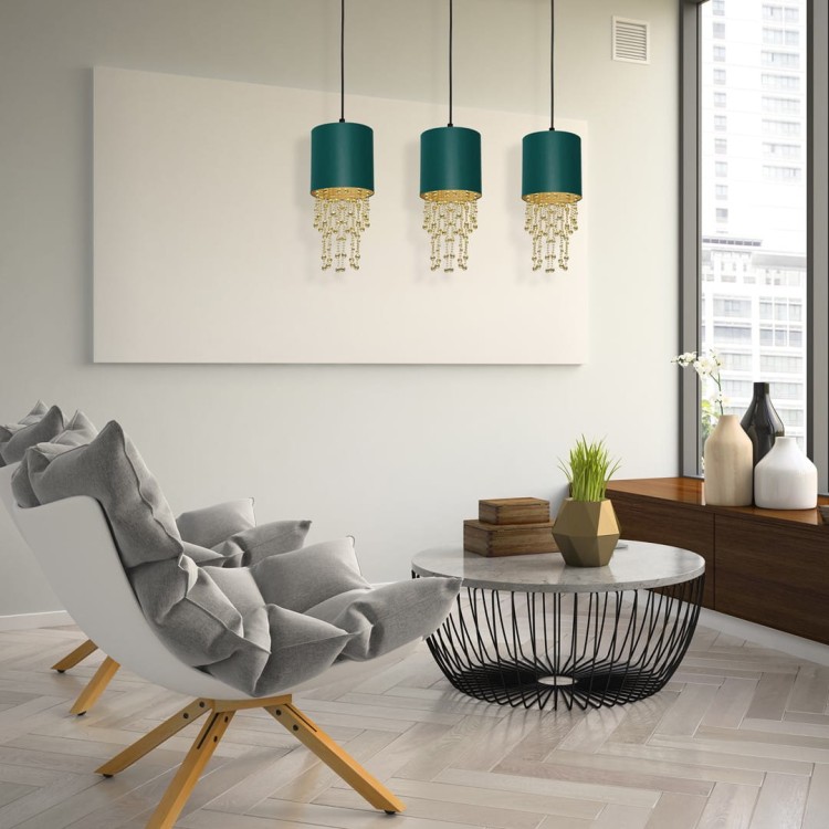 Lampa wisząca ALMERIA GREEN/GOLD 3xE27 MLP64500 Milagro