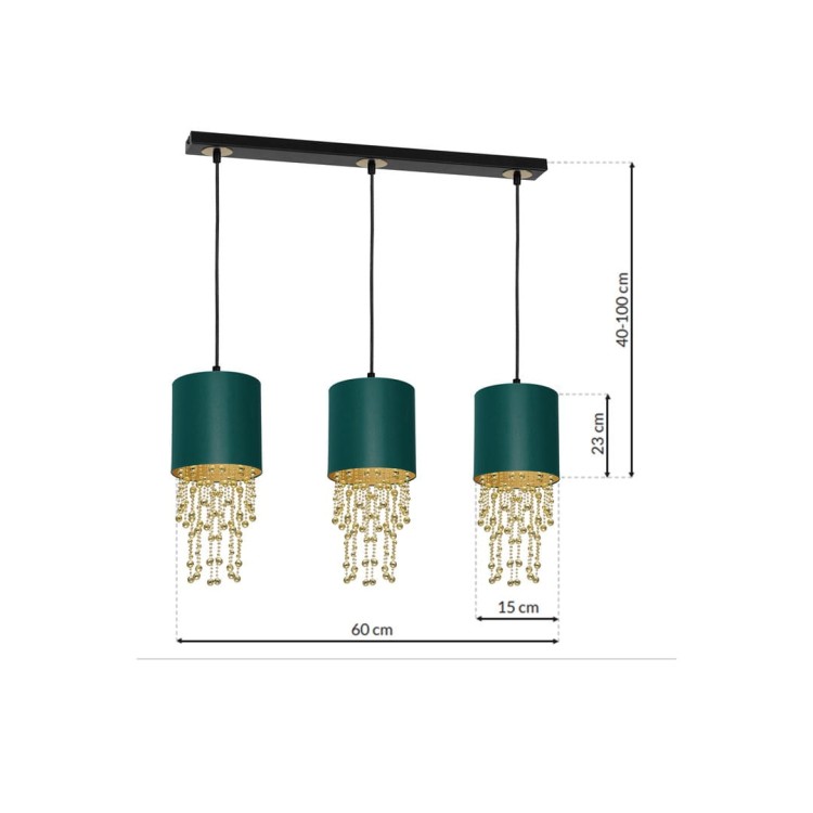 Lampa wisząca ALMERIA GREEN/GOLD 3xE27 MLP64500 Milagro