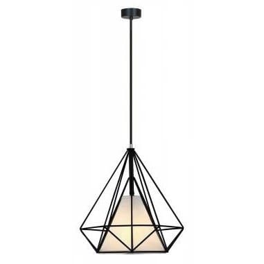 Lampa sufitowa wisząca Industrialna FILO Kobi KRFB Loft metalowa diament czarna tkanina biała