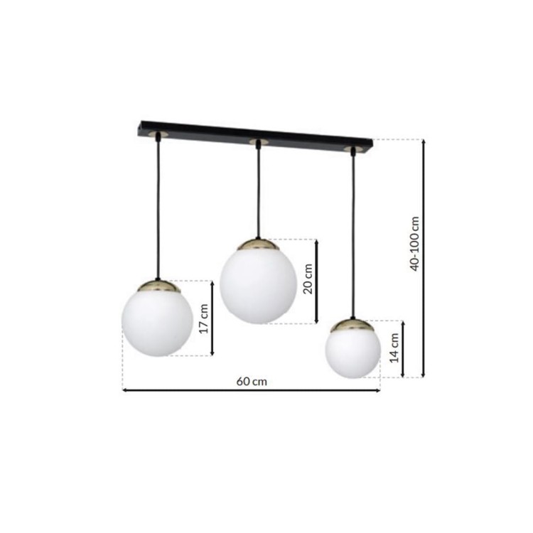 Lampa wisząca SPARTA BLACK / GOLD 3xE14 MLP6500 Milagro