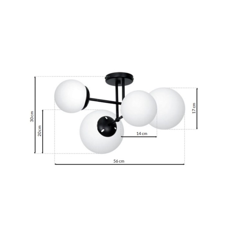 Lampa sufitowa LIMA BLACK 4xE14 MLP6527 Milagro