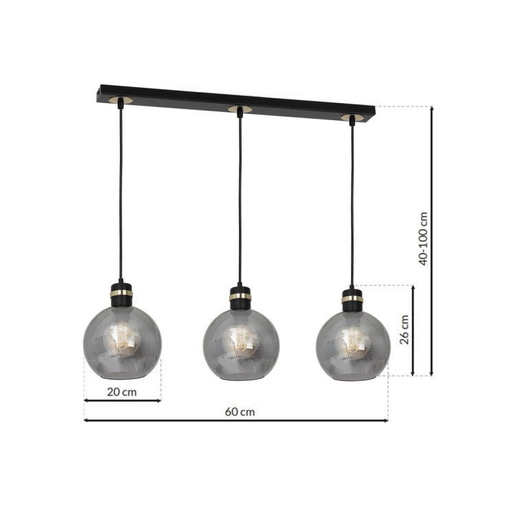 Lampa wisząca OMEGA BLACK/GOLD 3xE27 MLP6531 Milagro