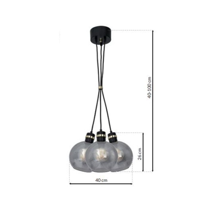 Lampa wisząca OMEGA BLACK/GOLD 3xE27 MLP6532 Milagro