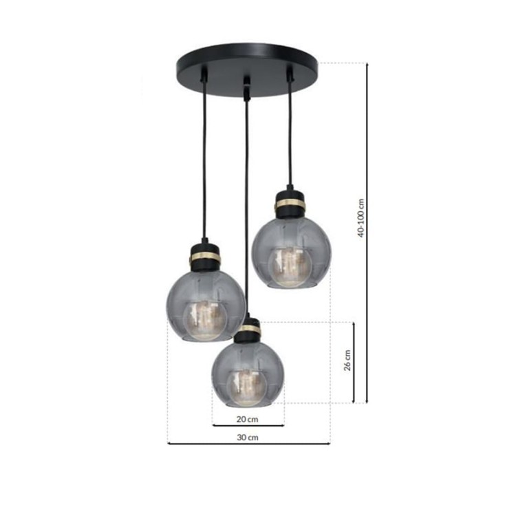 Lampa wisząca OMEGA BLACK/GOLD 3xE27 MLP6533 Milagro