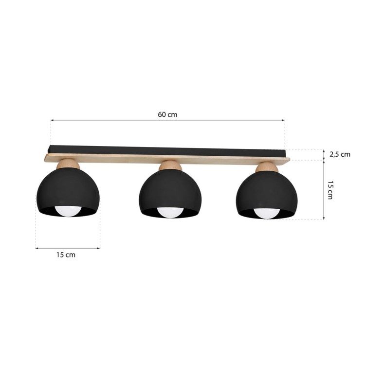 Lampa sufitowa DAMA BLACK 3xE27 MLP6560 Milagro