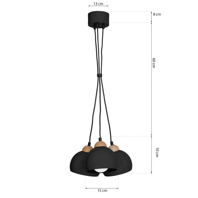 Lampa wisząca DAMA BLACK 3xE27 MLP6580 Milagro