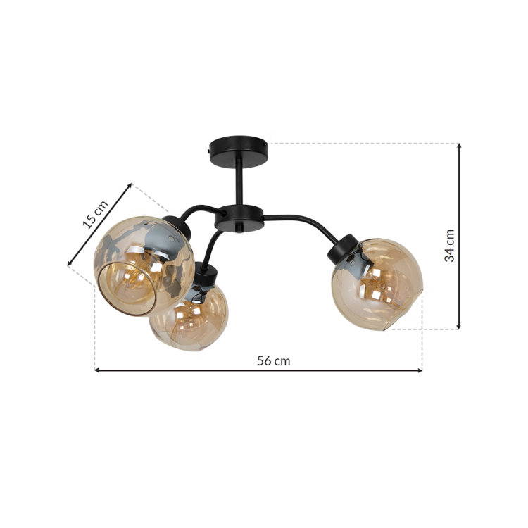 Lampa sufitowa SOFIA AMBER 3xE27 MLP6595 Milagro