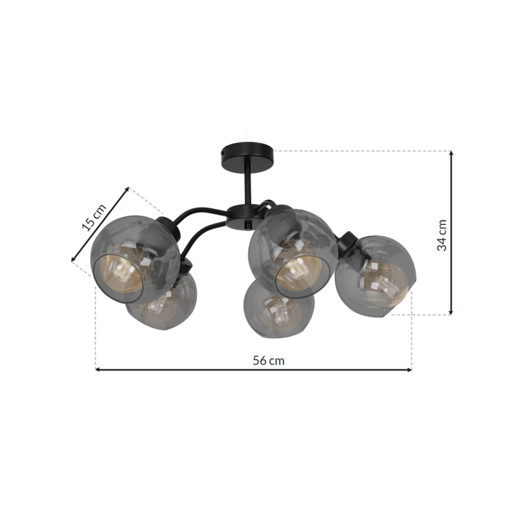 Lampa sufitowa SOFIA SMOKED 5xE27 MLP6597 Milagro