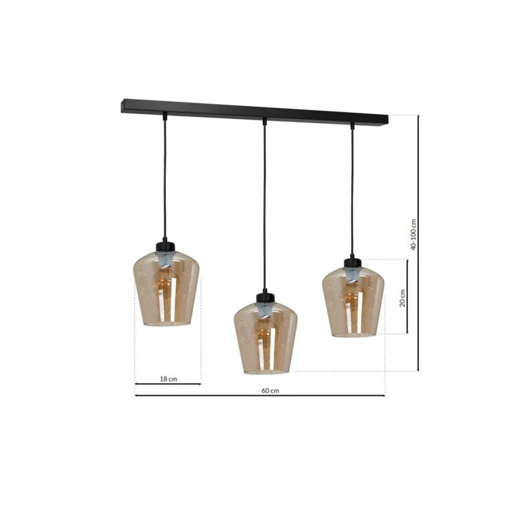 Lampa wisząca SANTIAGO AMBER 3xE27 MLP6610 Milagro