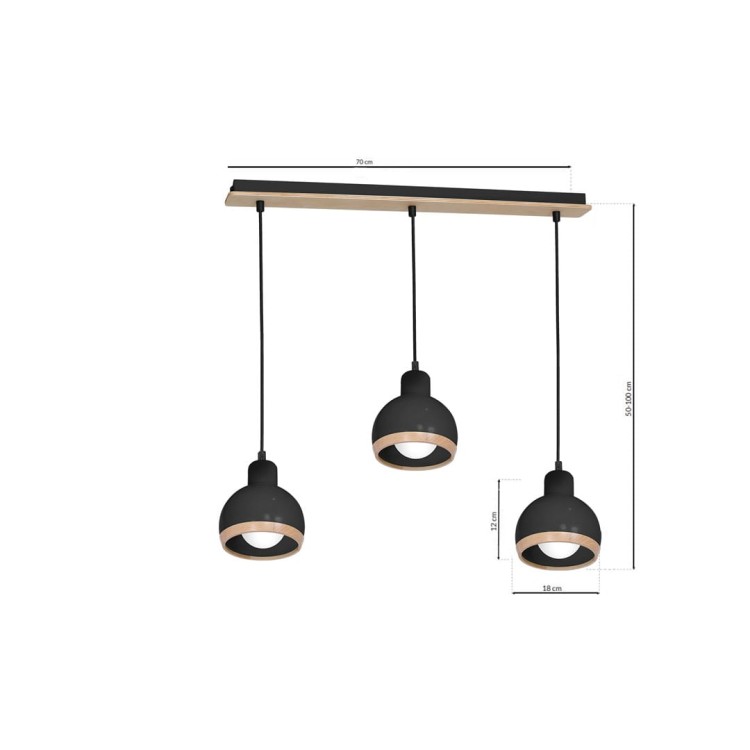 Lampa wisząca OVAL BLACK 3xE27 MLP7046 Milagro