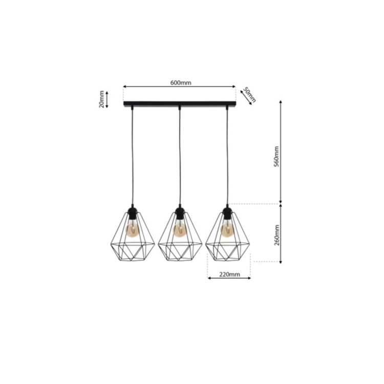 Lampa wisząca BASKET BLACK 3xE27 MLP7215 Milagro