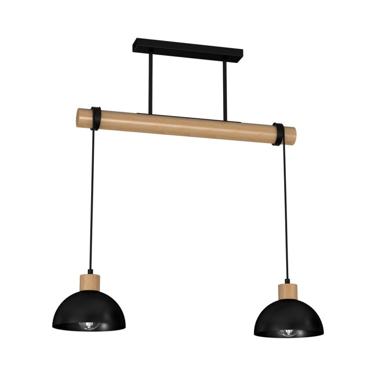 Lampa wisząca ERIK Black/Wood 2xE27 MLP7225 Milagro