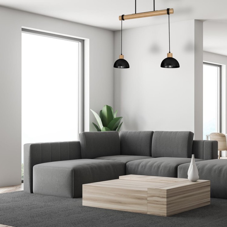 Lampa wisząca ERIK Black/Wood 2xE27 MLP7225 Milagro