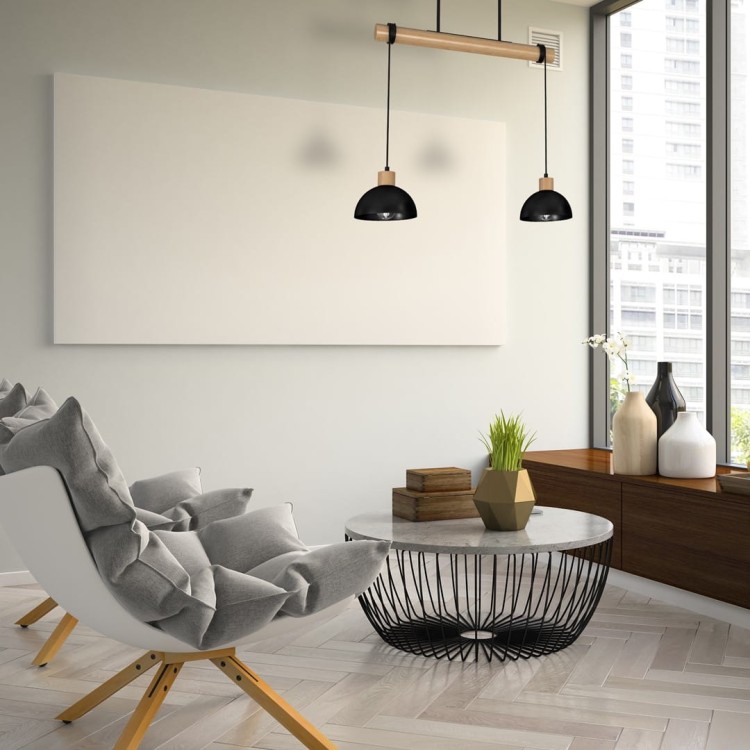 Lampa wisząca ERIK Black/Wood 2xE27 MLP7225 Milagro