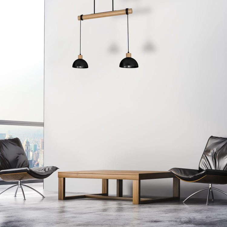 Lampa wisząca ERIK Black/Wood 2xE27 MLP7225 Milagro