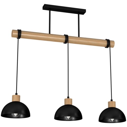 Lampa wisząca ERIK Black/Wood 3xE27 MLP7226 Milagro