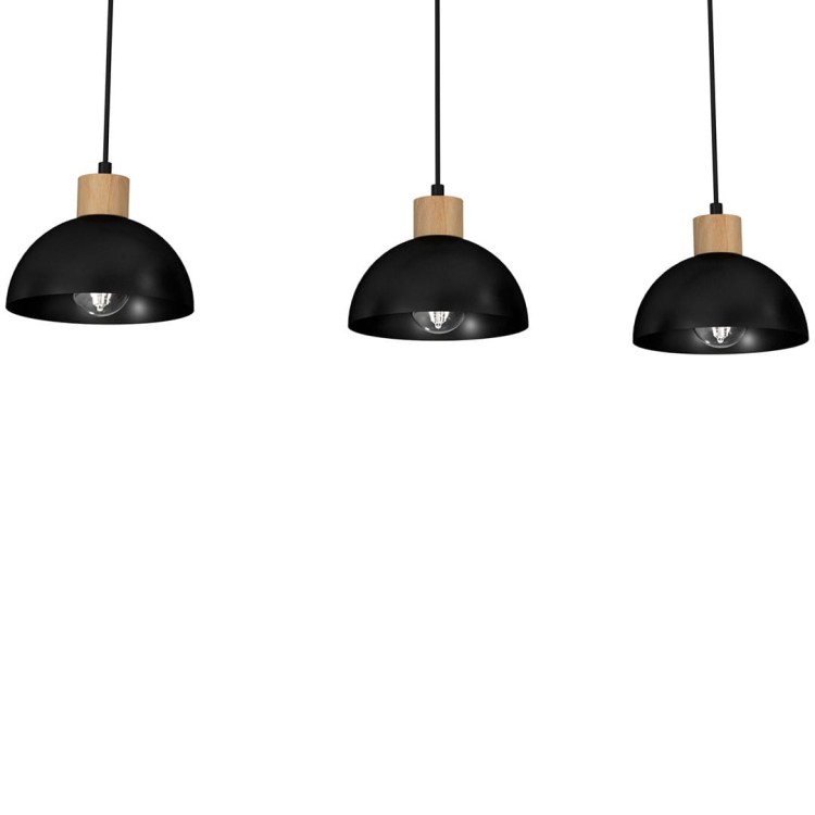 Lampa wisząca ERIK Black/Wood 3xE27 MLP7226 Milagro