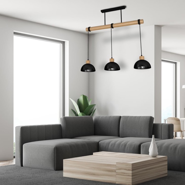 Lampa wisząca ERIK Black/Wood 3xE27 MLP7226 Milagro