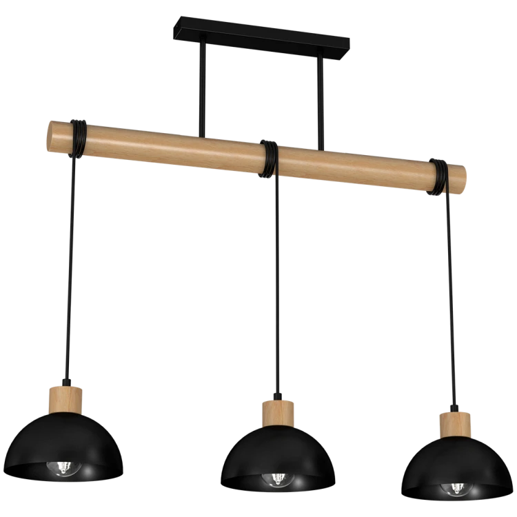 Lampa wisząca ERIK Black/Wood 3xE27 MLP7226 Milagro