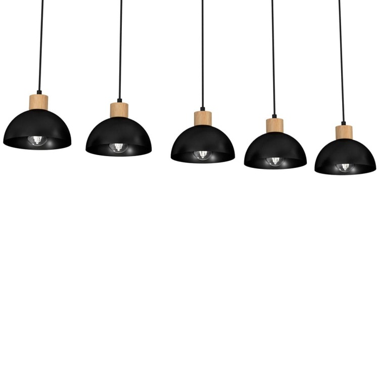 Lampa wisząca ERIK Black/Wood 5xE27 MLP7227 Milagro