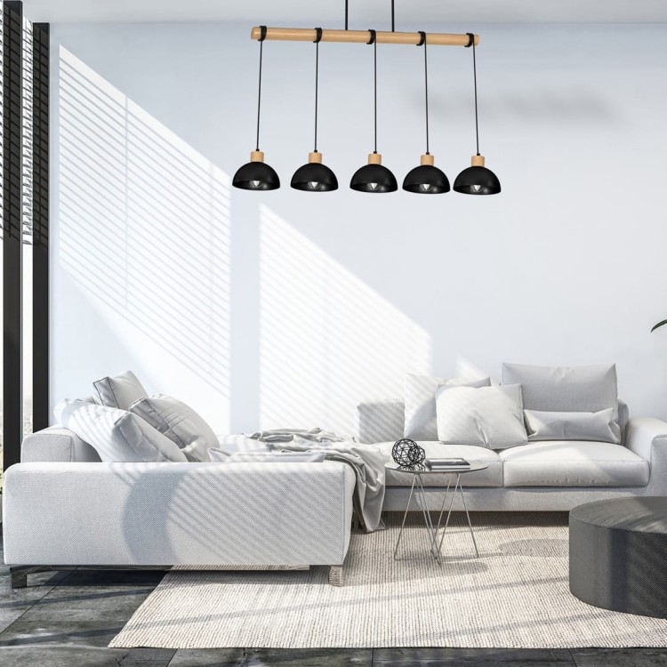 Lampa wisząca ERIK Black/Wood 5xE27 MLP7227 Milagro