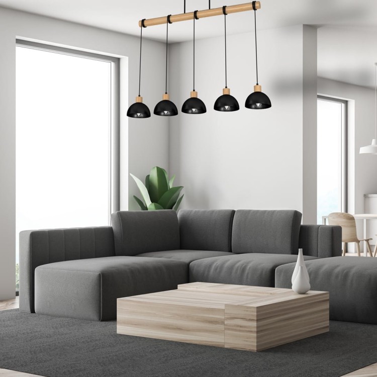 Lampa wisząca ERIK Black/Wood 5xE27 MLP7227 Milagro
