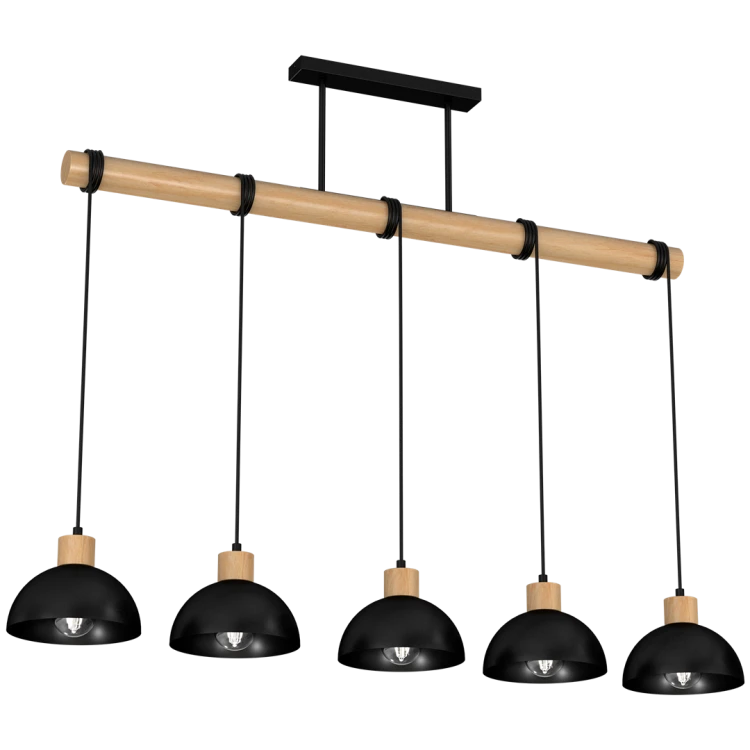 Lampa wisząca ERIK Black/Wood 5xE27 MLP7227 Milagro