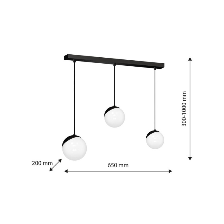 Lampa wisząca SFERA BLACK 3xE14 MLP7237 Milagro