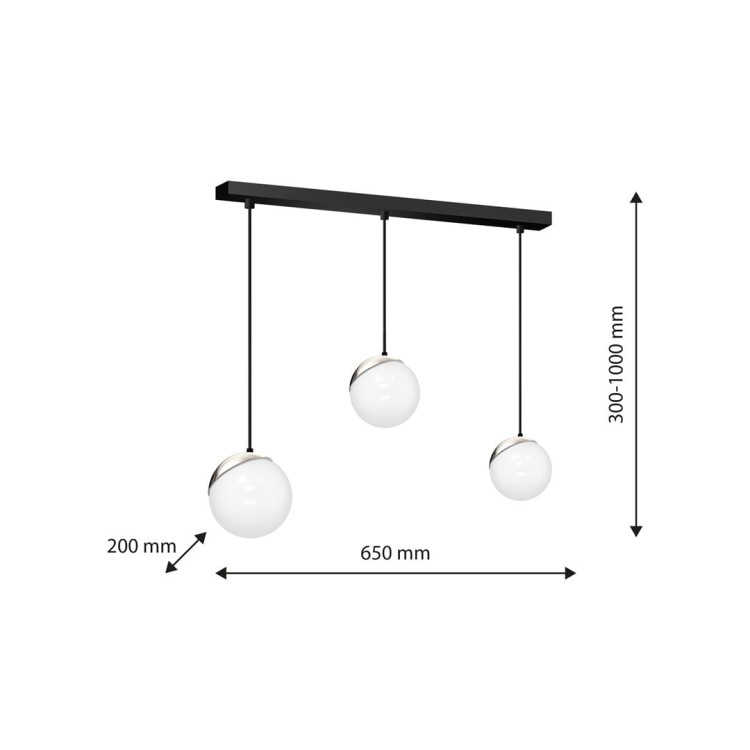 Lampa wisząca SFERA BLACK/CHROME 3xE14 MLP7238 Milagro