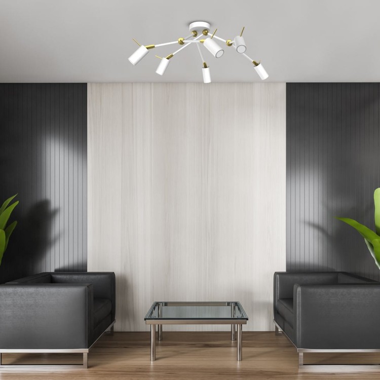 Lampa sufitowa IRIS White/Gold 6x mini GU10 MLP7274 Milagro