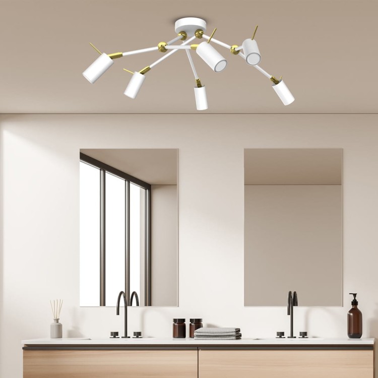 Lampa sufitowa IRIS White/Gold 6x mini GU10 MLP7274 Milagro