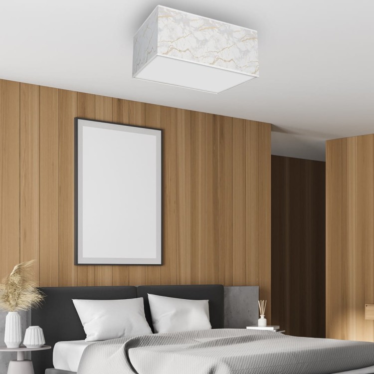 Lampa sufitowa SENSO White/Gold kwadrat 2xE27 MLP7303 Milagro