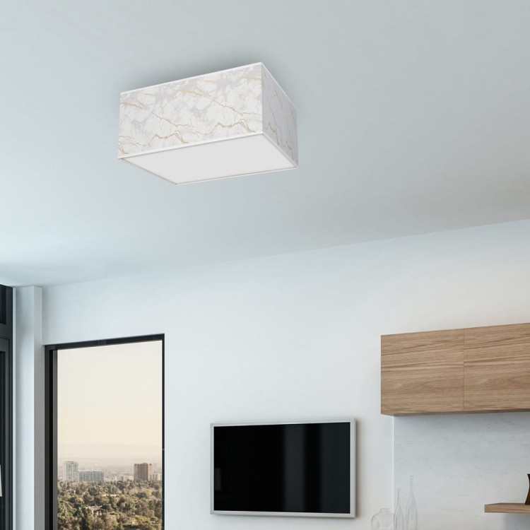 Lampa sufitowa SENSO White/Gold kwadrat 2xE27 MLP7303 Milagro