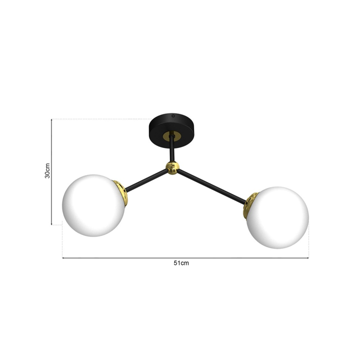 Lampa sufitowa JOY BLACK / GOLD 2xE14 MLP7459 Milagro