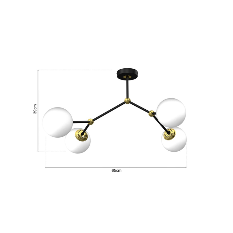 Lampa sufitowa JOY BLACK / GOLD 4xE14 MLP7461 Milagro