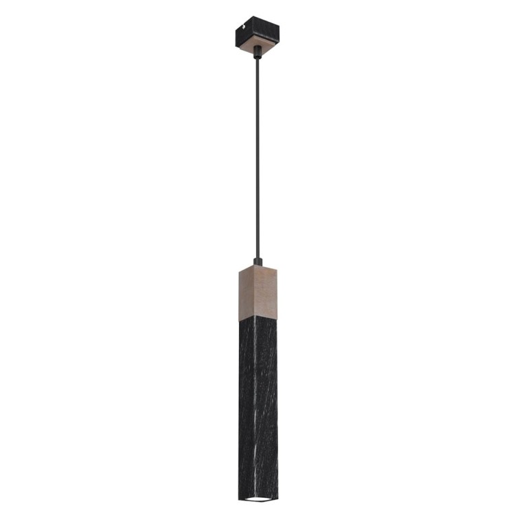 Lampa wisząca SOLO SAWN BLACK / PATINATED WOOD 1x mini GU10 MLP7469 Milagro