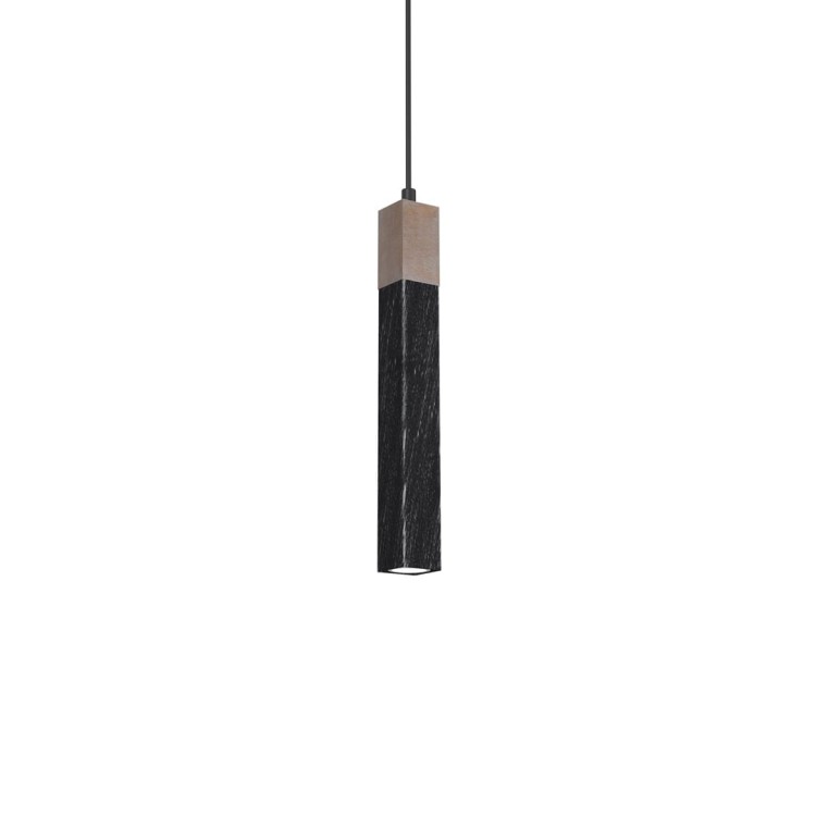 Lampa wisząca SOLO SAWN BLACK / PATINATED WOOD 1x mini GU10 MLP7469 Milagro