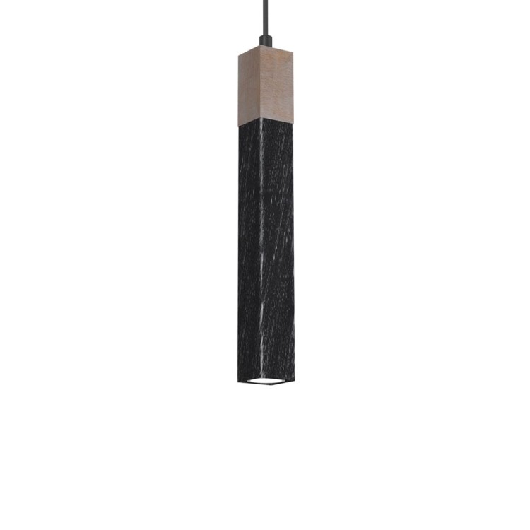 Lampa wisząca SOLO SAWN BLACK / PATINATED WOOD 1x mini GU10 MLP7469 Milagro