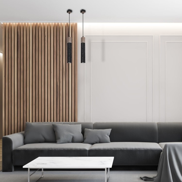 Lampa wisząca SOLO SAWN BLACK / PATINATED WOOD 1x mini GU10 MLP7469 Milagro