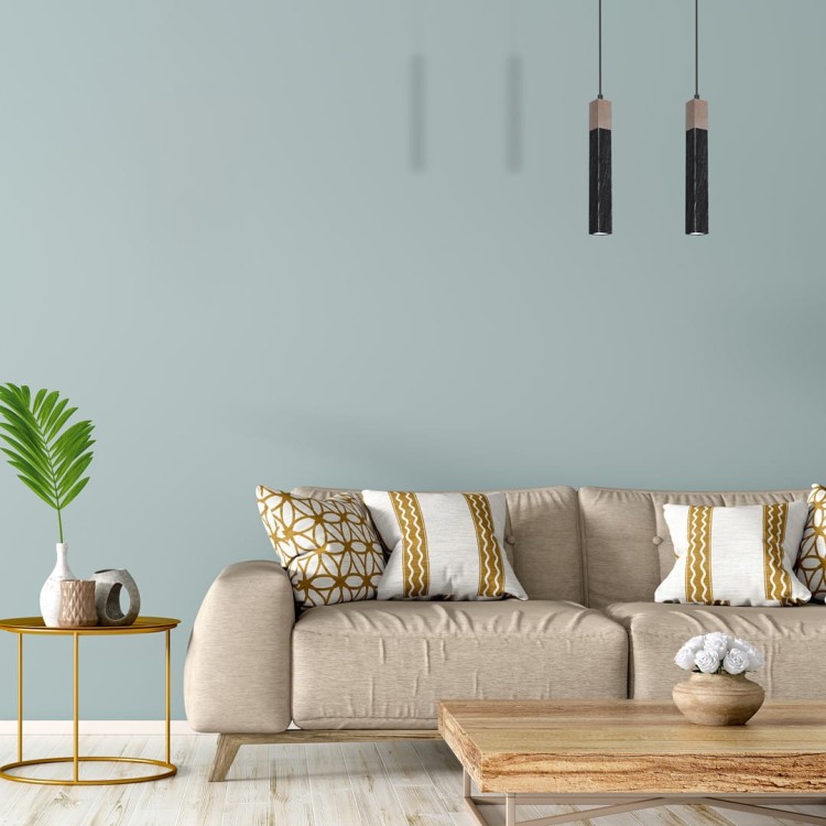Lampa wisząca SOLO SAWN BLACK / PATINATED WOOD 1x mini GU10 MLP7469 Milagro